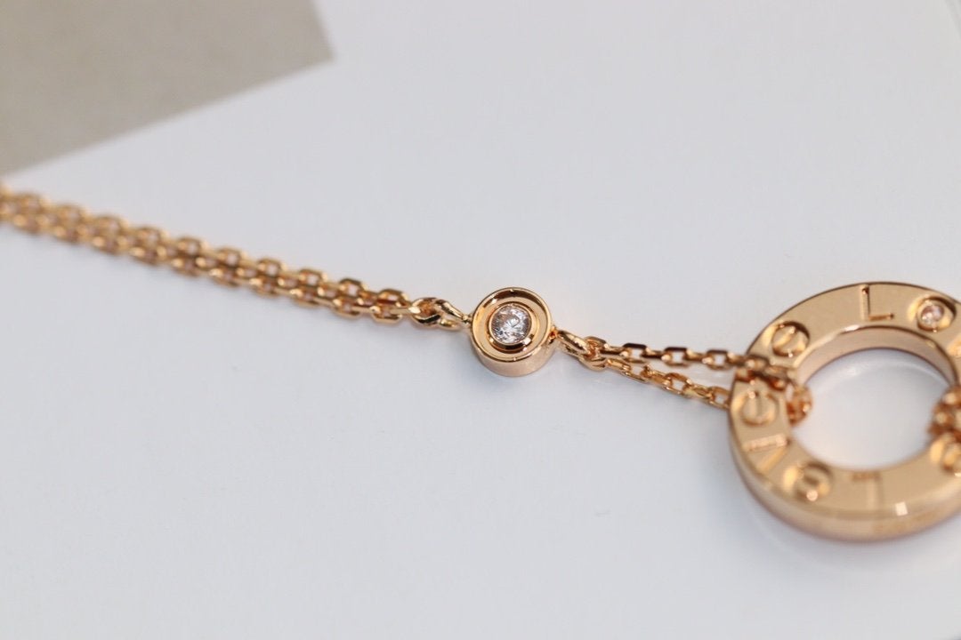 [Lumi Jewels]LOVE NECKLACE ADJUSTABLE ROSE GOLD 2 DIAMOND