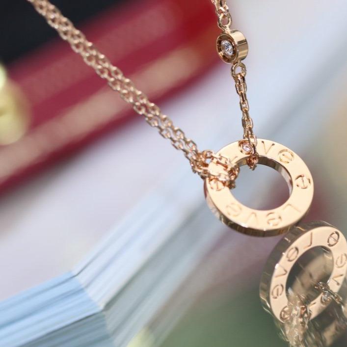 [Lumi Jewels]LOVE NECKLACE ADJUSTABLE ROSE GOLD 2 DIAMOND