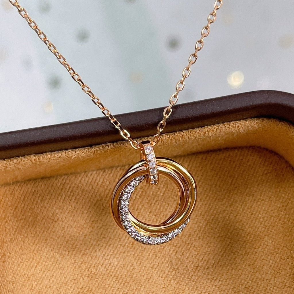 [Lumi Jewels]TRINITY NECKLACE SILVER GOLD PINK GOLD DIAMONDS