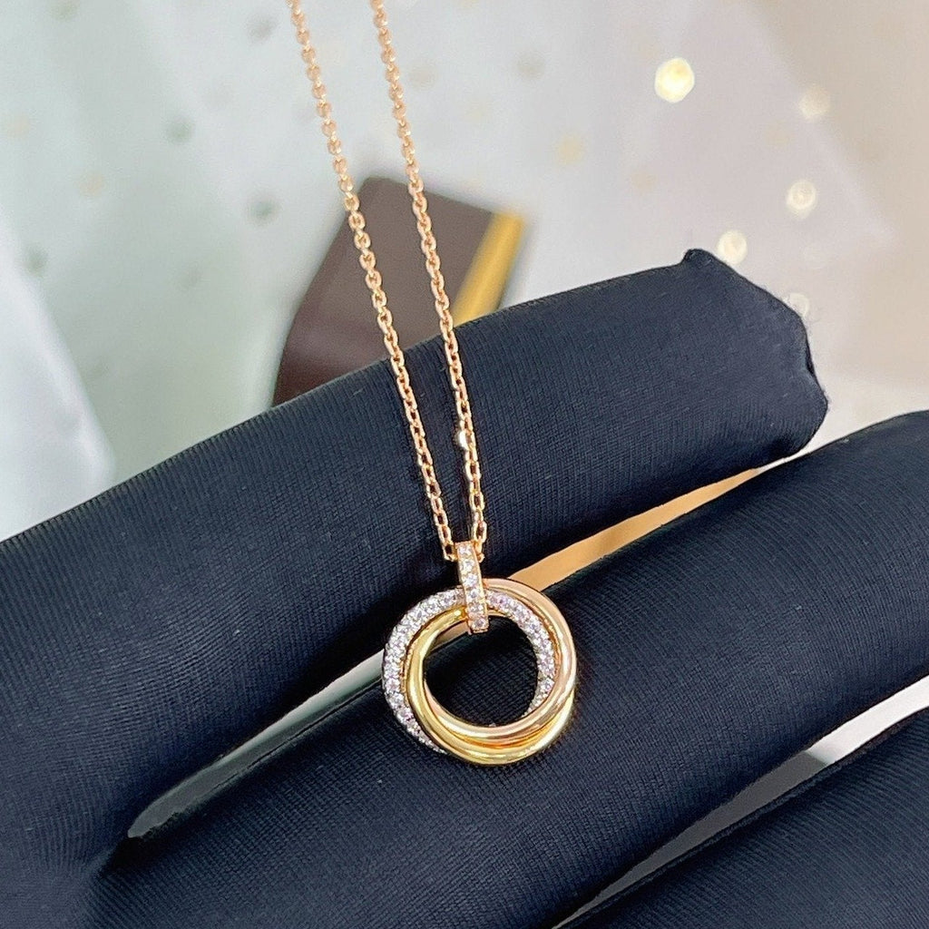 [Lumi Jewels]TRINITY NECKLACE SILVER GOLD PINK GOLD DIAMONDS