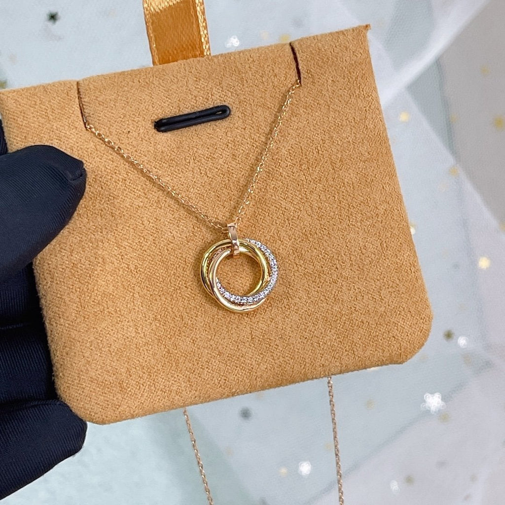 [Lumi Jewels]TRINITY NECKLACE SILVER GOLD PINK GOLD DIAMONDS