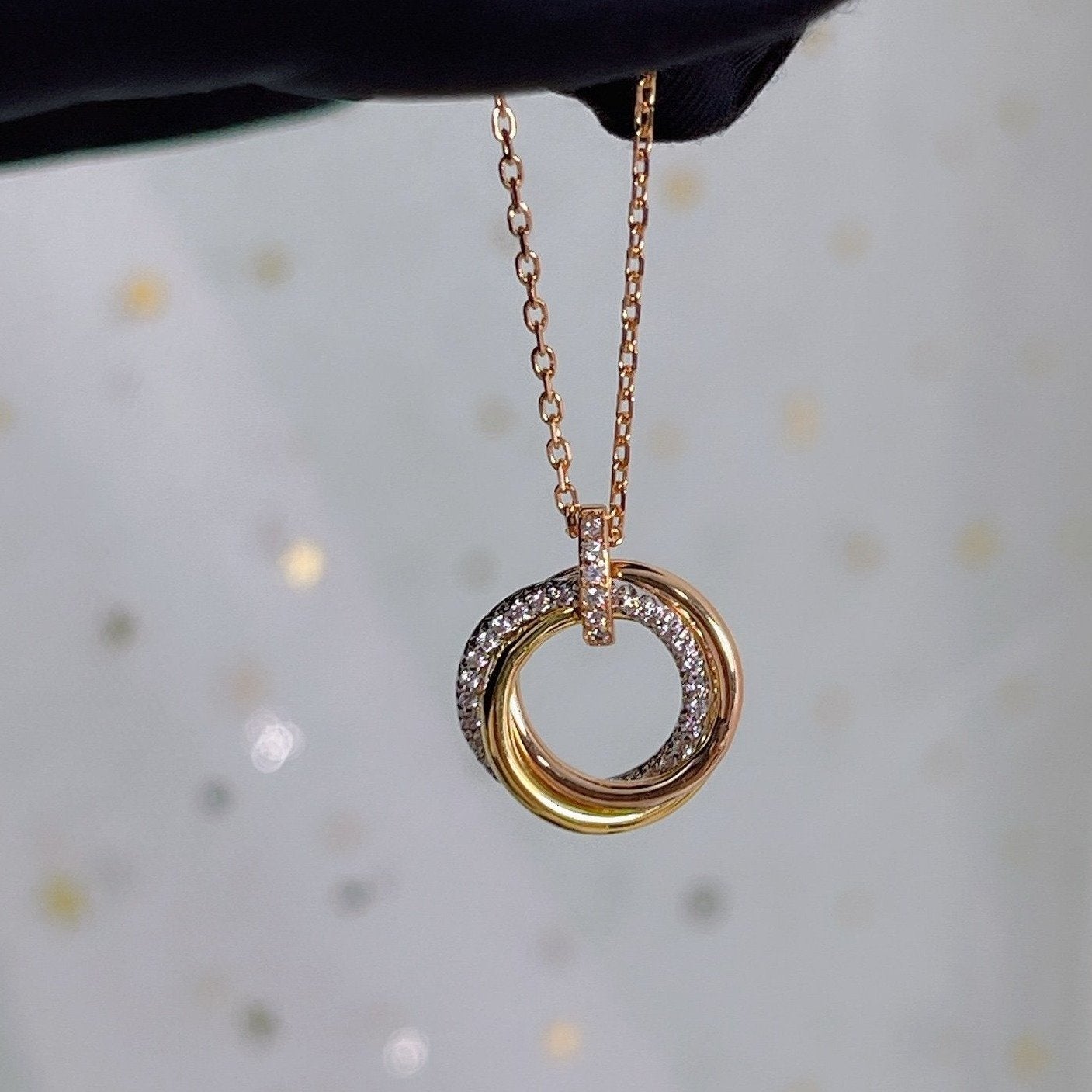 [Lumi Jewels]TRINITY NECKLACE SILVER GOLD PINK GOLD DIAMONDS