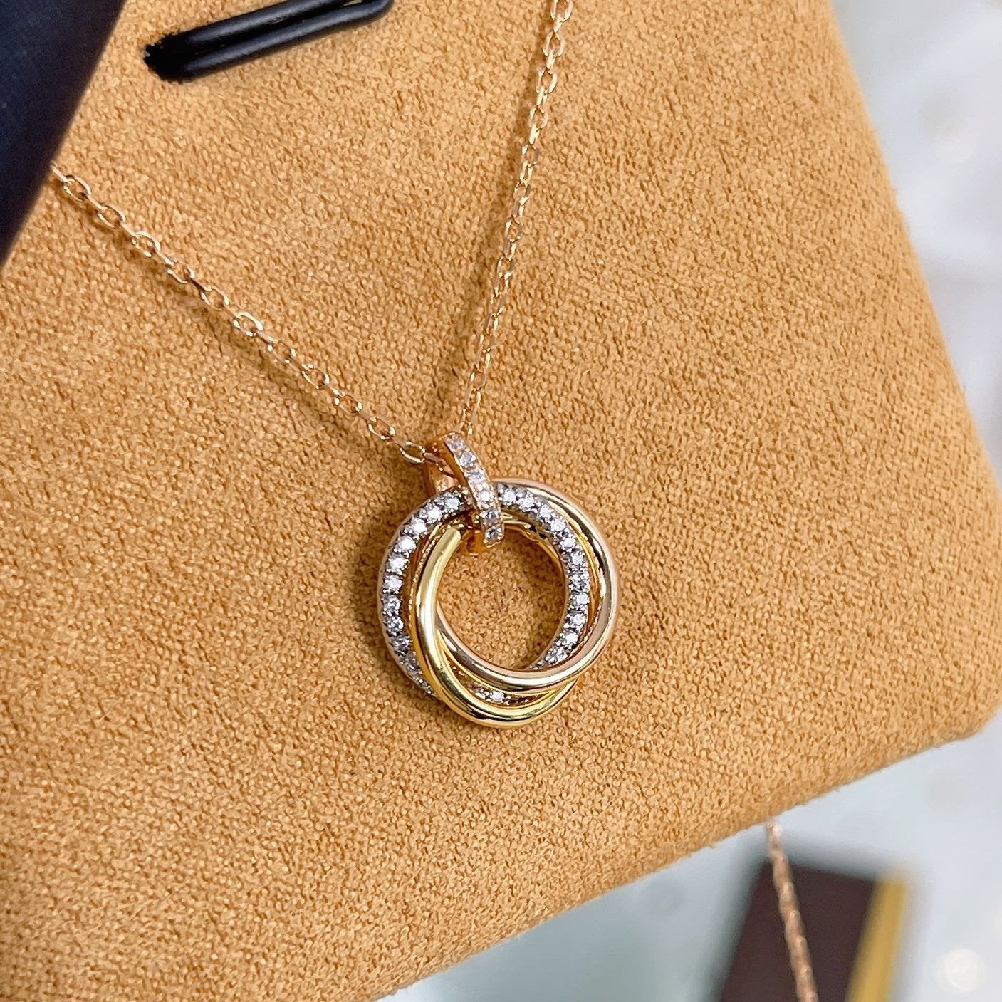 [Lumi Jewels]TRINITY NECKLACE SILVER GOLD PINK GOLD DIAMONDS