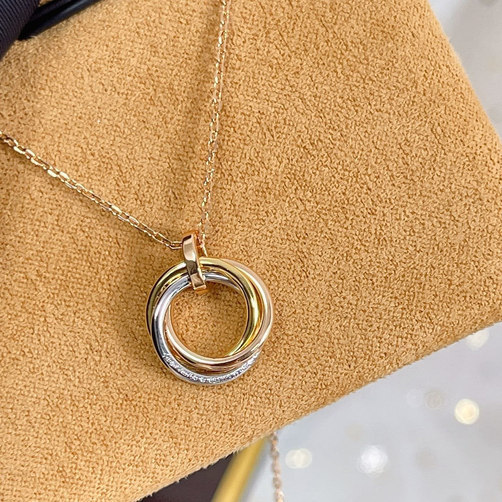 [Lumi Jewels]TRINITY NECKLACE SILVER GOLD PINK GOLD DIAMONDS