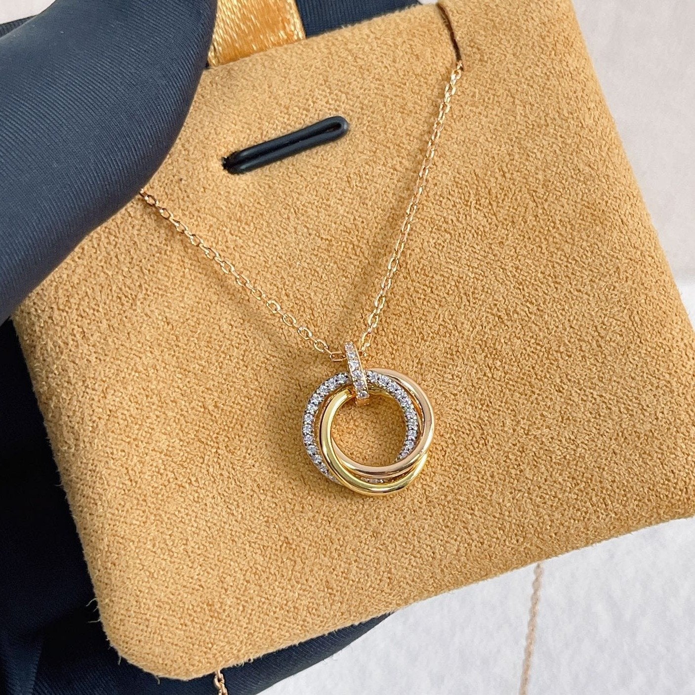 [Lumi Jewels]TRINITY NECKLACE SILVER GOLD PINK GOLD DIAMONDS