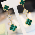 [Lumi Jewels]CLOVER EARRINGS GOLD MALACHITE DIAMOND 3 MOTIF