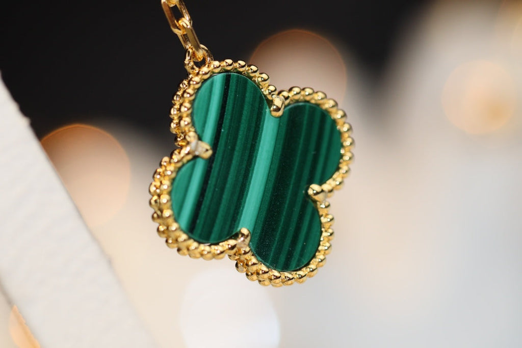 [Lumi Jewels]CLOVER EARRINGS GOLD MALACHITE DIAMOND 3 MOTIF