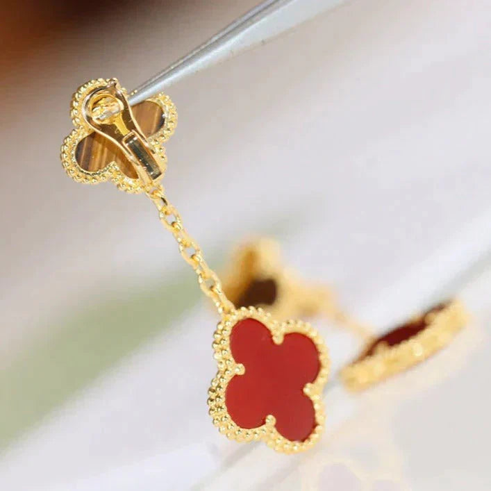 [Lumi Jewels]CLOVER  2 MOTIF  TIGER EYE CARNELIAN EARRINGS