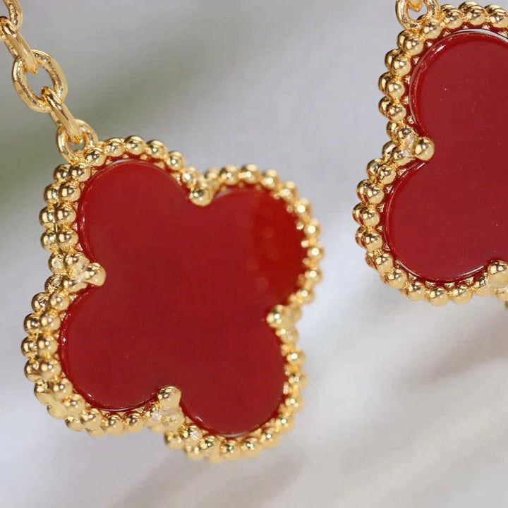 [Lumi Jewels]CLOVER  2 MOTIF  TIGER EYE CARNELIAN EARRINGS