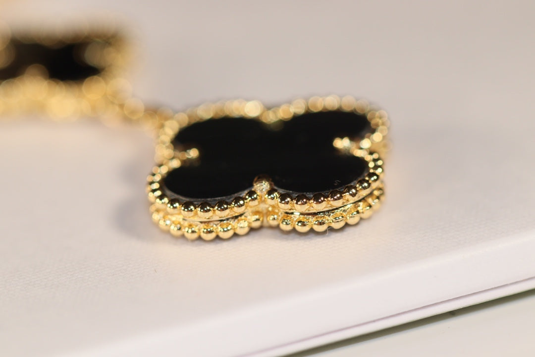 [Lumi Jewels]CLOVER EARRINGS GOLD ONYX MOP 3 MOTIF