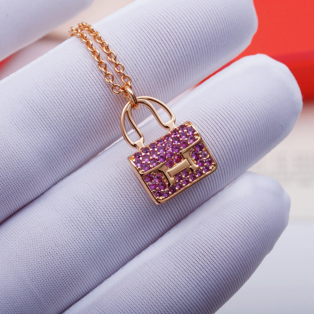[Lumi Jewels]CONSTANCE PEDANT PURPLE DIAMOND NECKLACE