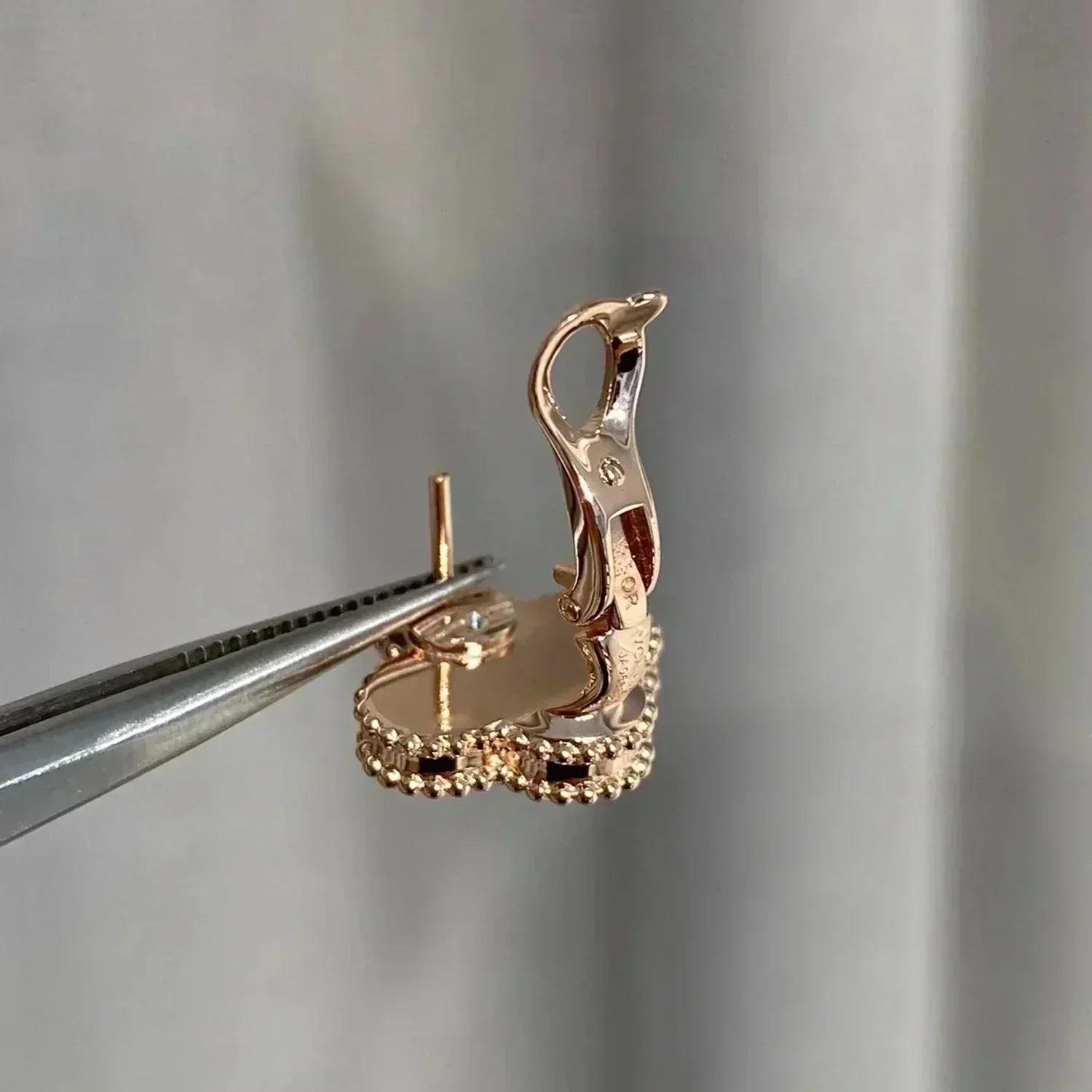 [Lumi Jewels]CLOVER MEDIUM 1 MOTIFS  PINK MOP DIAMOND EARRINGS