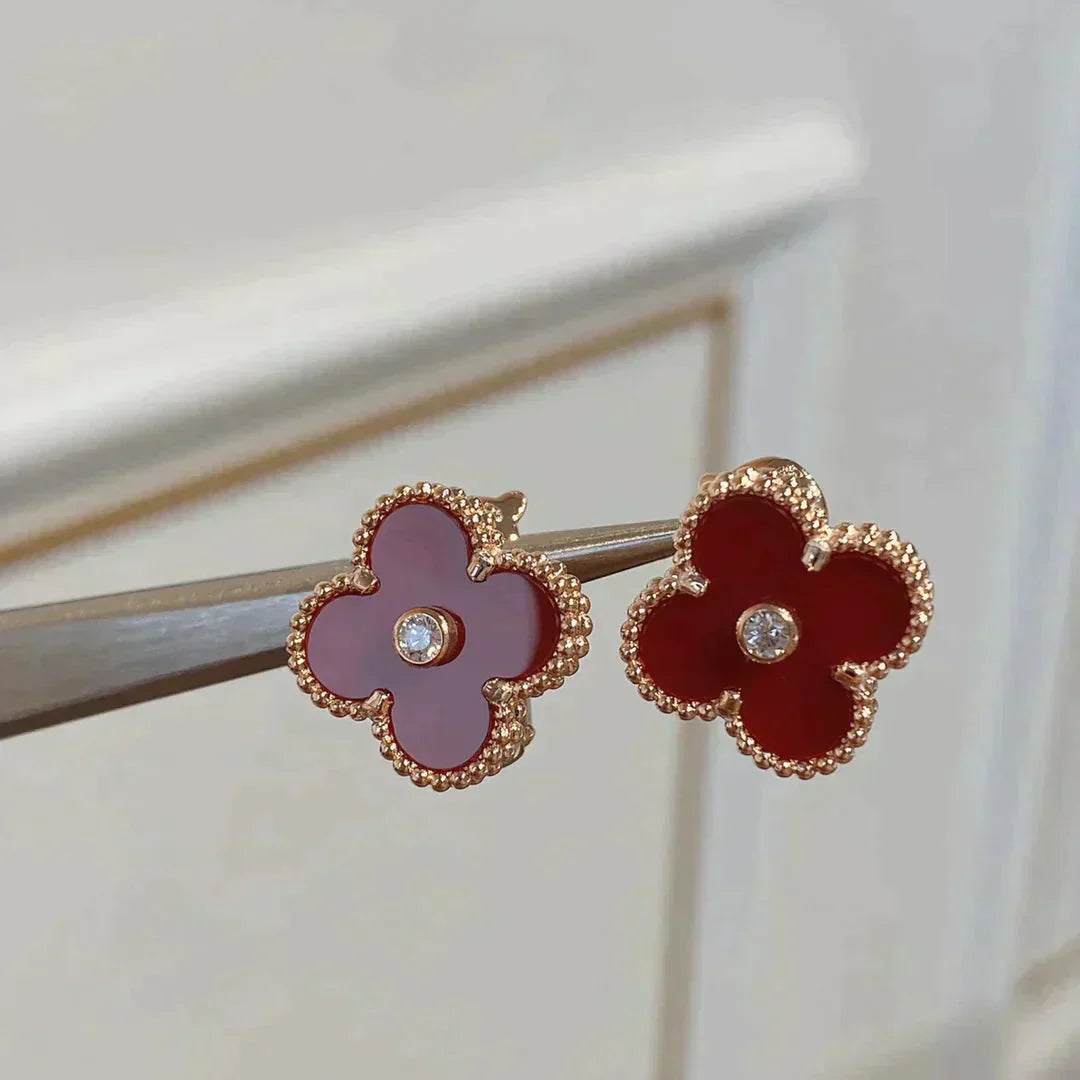 [Lumi Jewels]CLOVER MEDIUM 1 MOTIFS CARNELIAN  DIAMOND earrings
