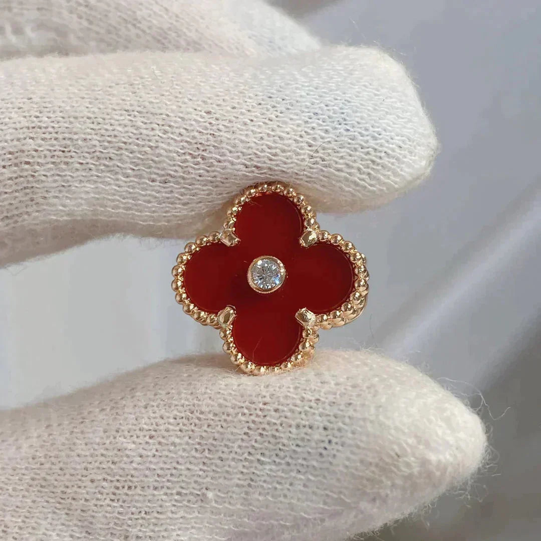 [Lumi Jewels]CLOVER MEDIUM 1 MOTIFS CARNELIAN  DIAMOND earrings