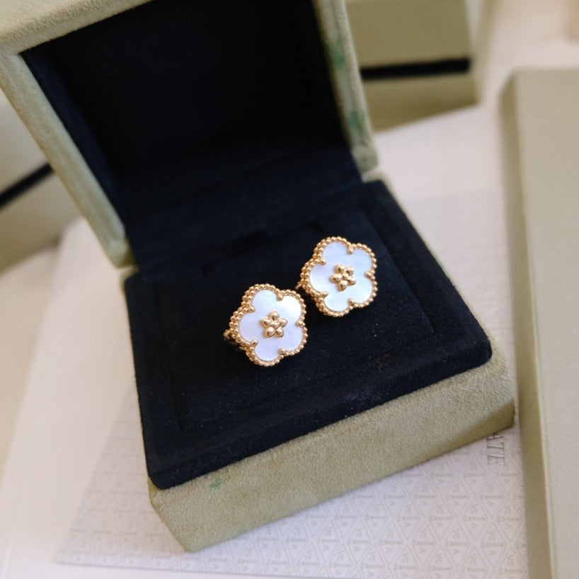 [Lumi Jewels]LUCKY PINK GOLD WHITE MOP EARRINGS