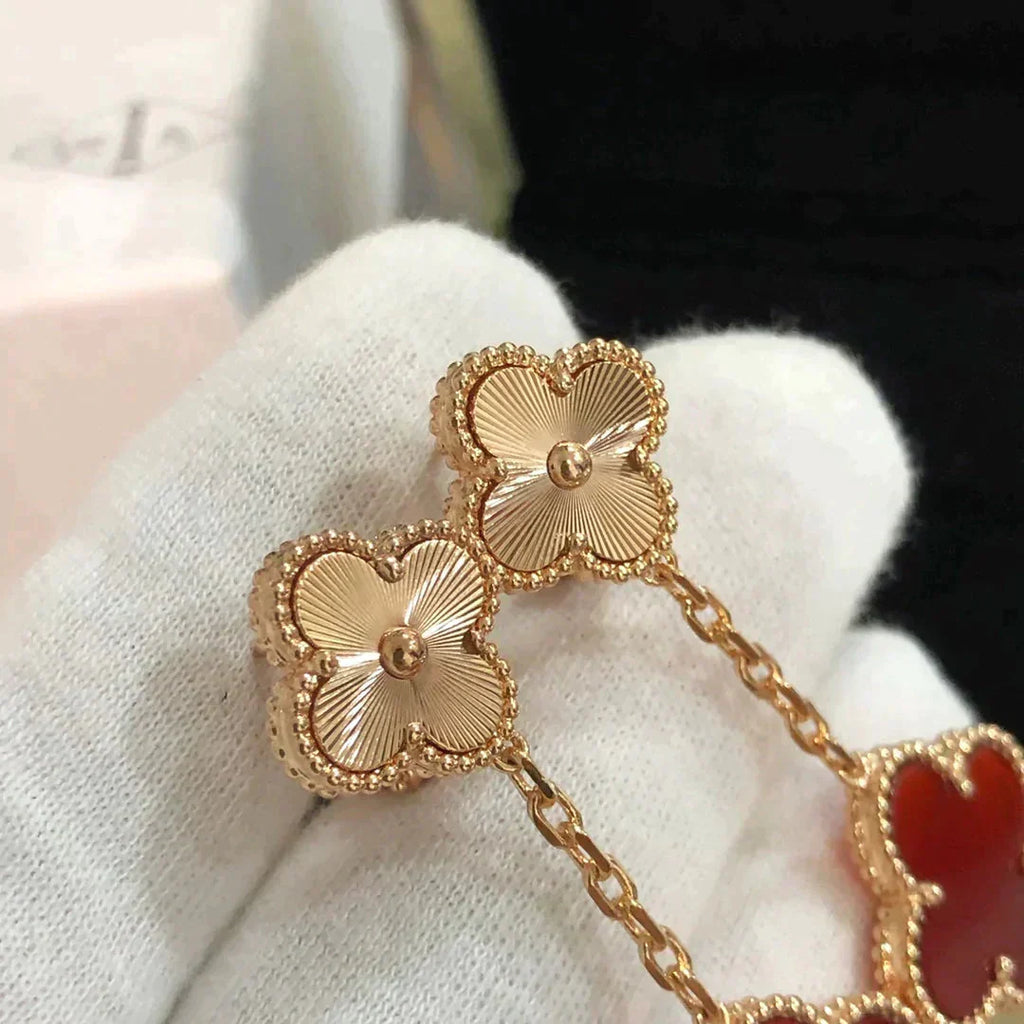 [Lumi Jewels]CLOVER 2 MOTIF  LASER CARNELIAN EARRINGS