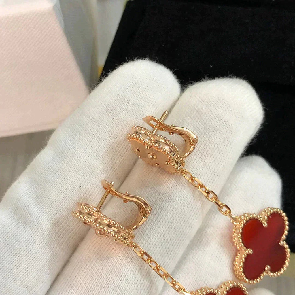 [Lumi Jewels]CLOVER 2 MOTIF  LASER CARNELIAN EARRINGS