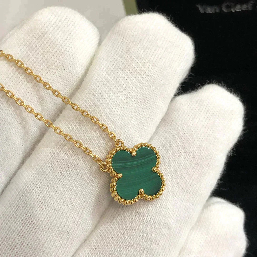 [Lumi Jewels]CLOVER 15MM MALACHITE SINGLE FLOWER  NECKLACE