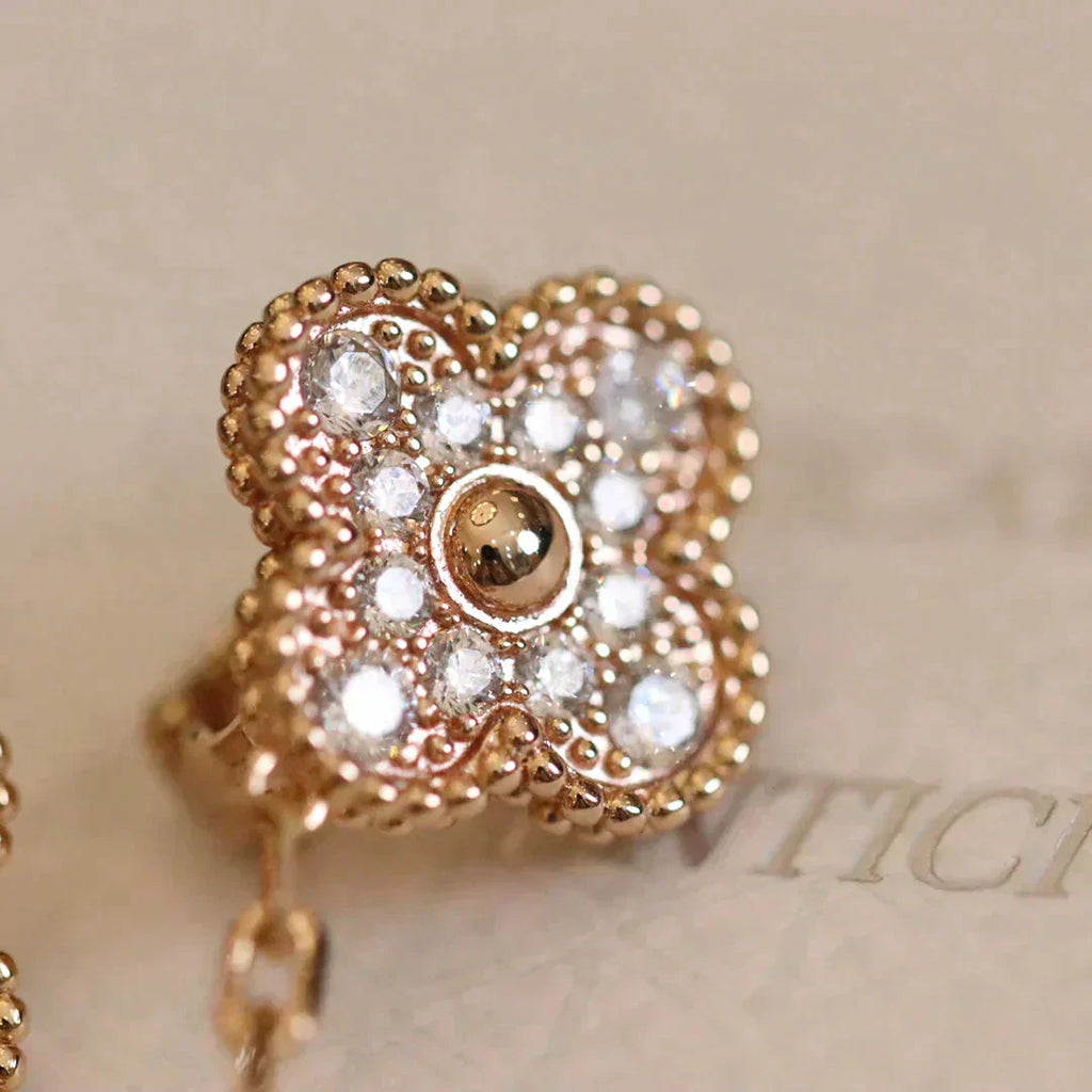 [Lumi Jewels]CLOVER MEDIUM 1 MOTIFS FUll DIAMOND EARRINGS