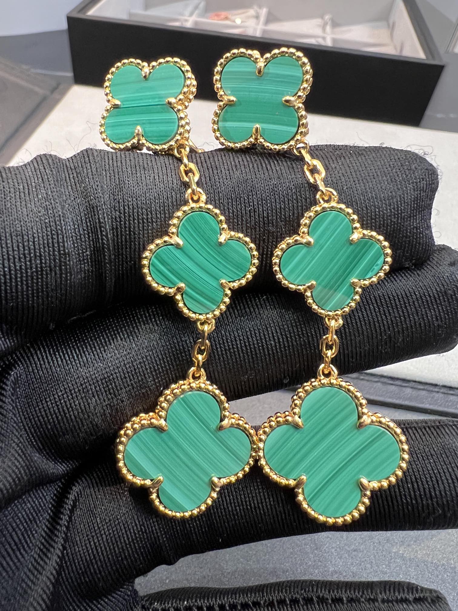 [Lumi Jewels]CLOVER MALACHITE 3 MOTIFS GOLD