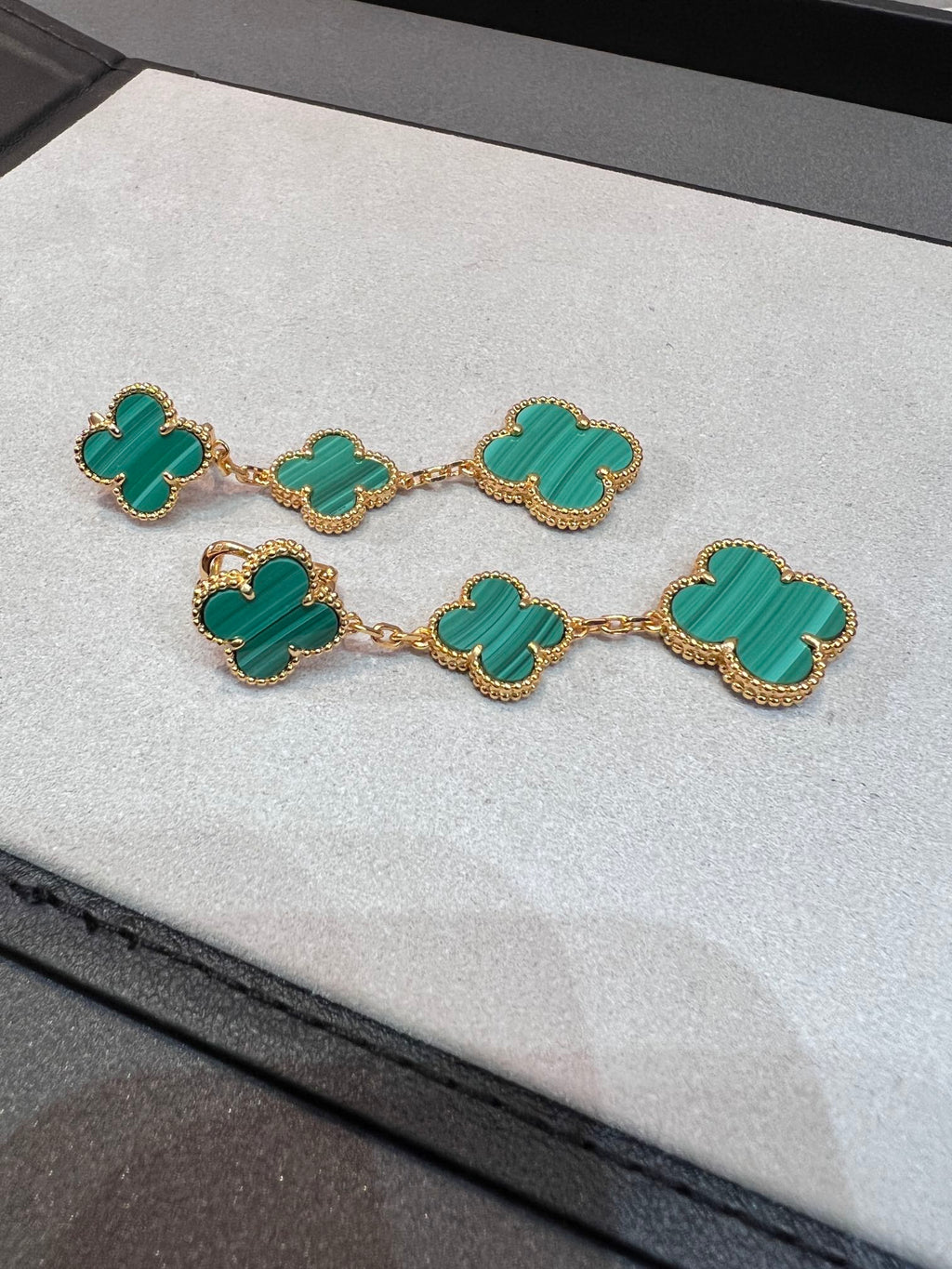 [Lumi Jewels]CLOVER MALACHITE 3 MOTIFS GOLD