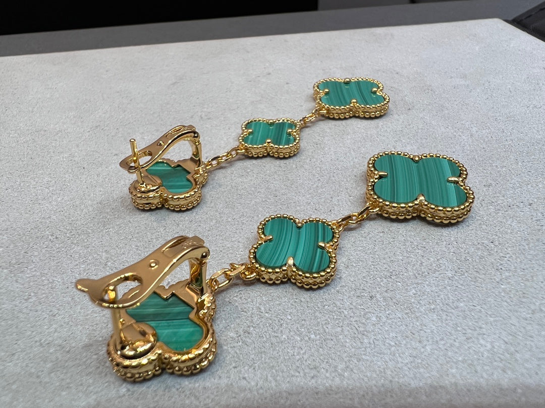 [Lumi Jewels]CLOVER MALACHITE 3 MOTIFS GOLD