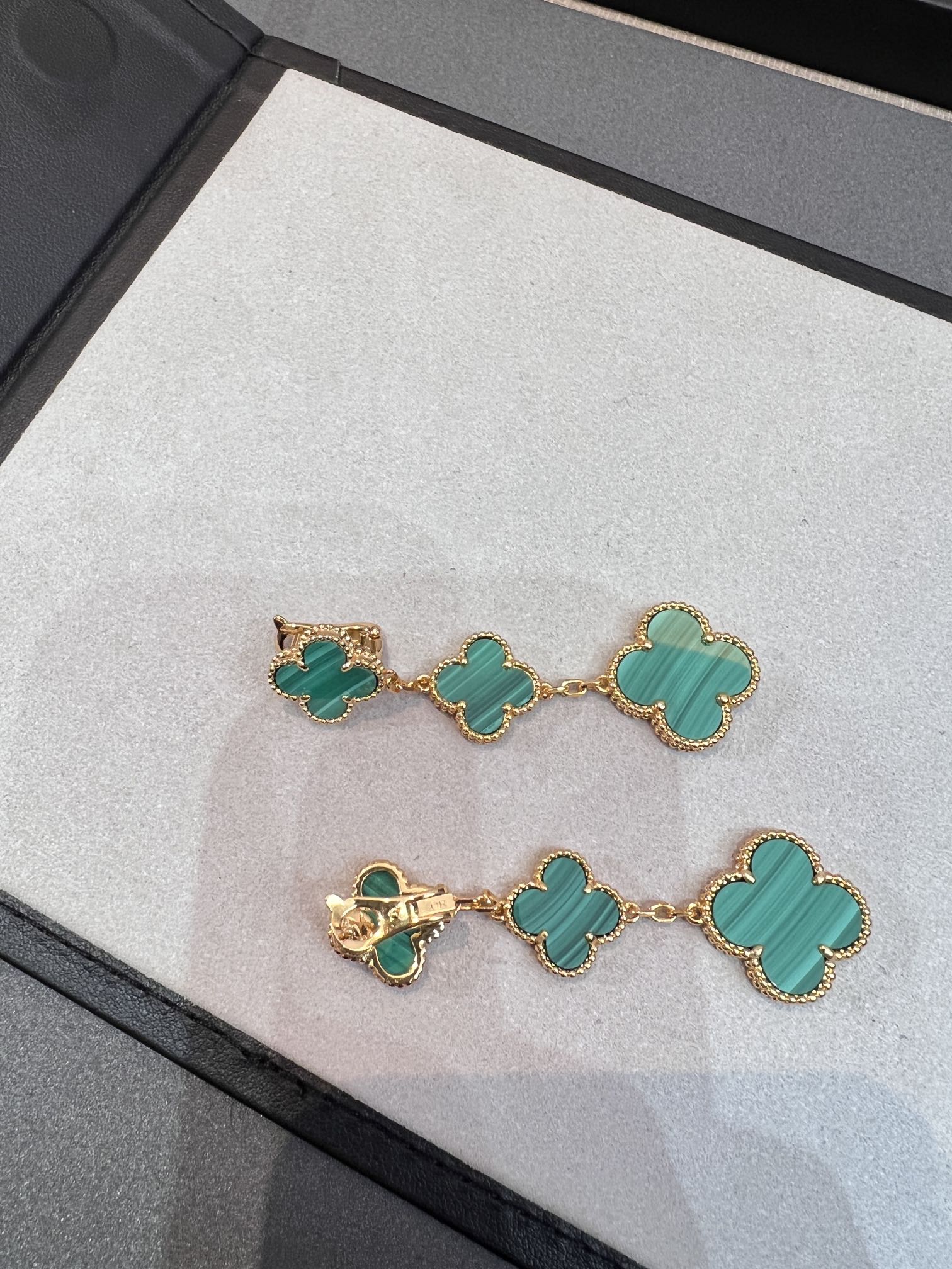 [Lumi Jewels]CLOVER MALACHITE 3 MOTIFS GOLD