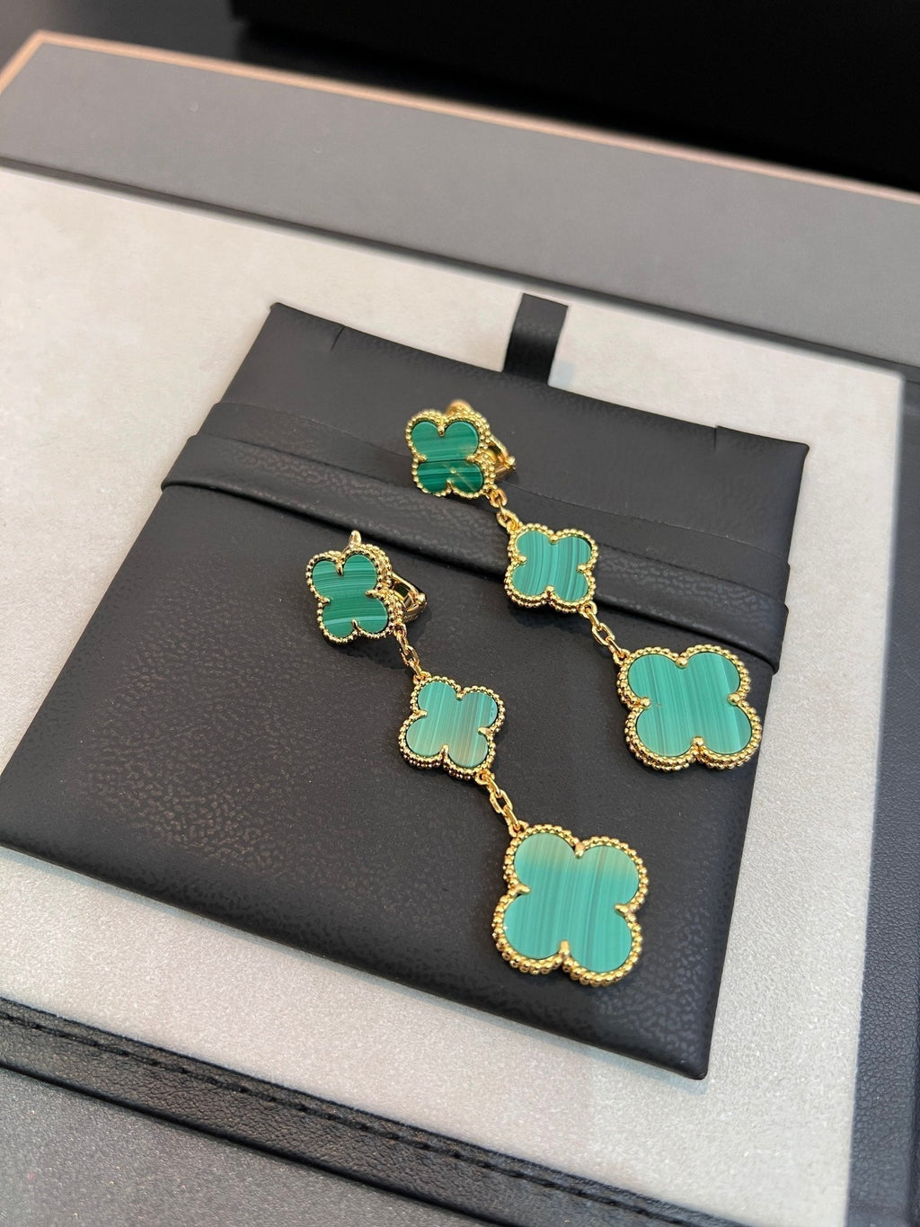 [Lumi Jewels]CLOVER MALACHITE 3 MOTIFS GOLD