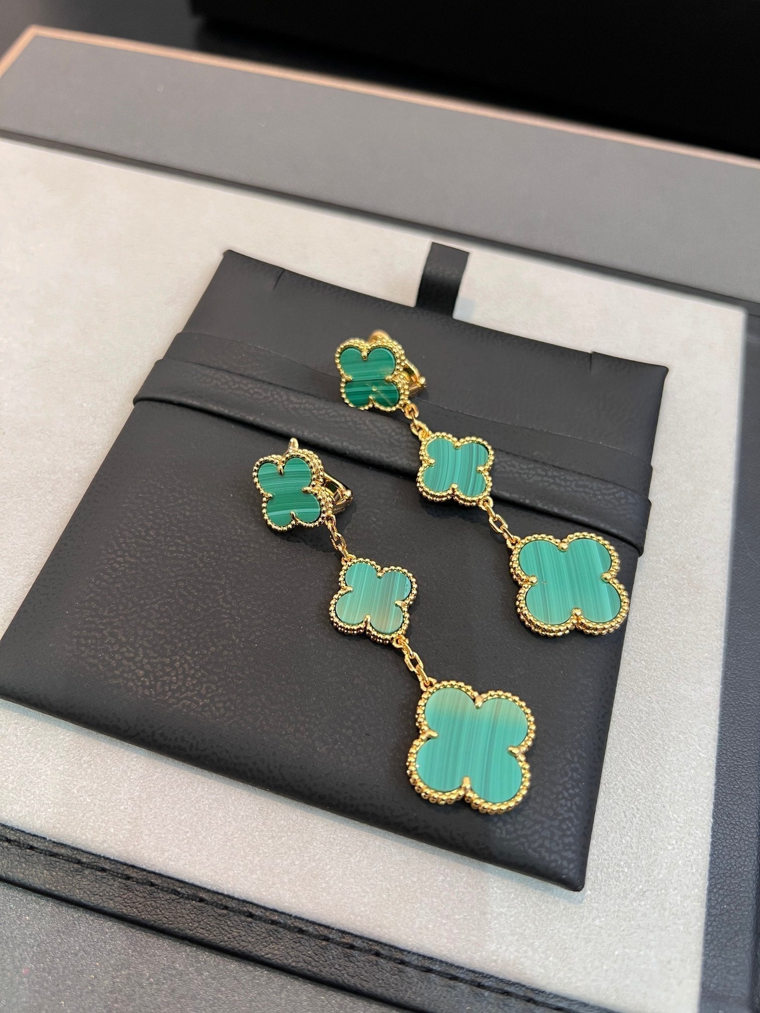 [Lumi Jewels]CLOVER MALACHITE 3 MOTIFS GOLD