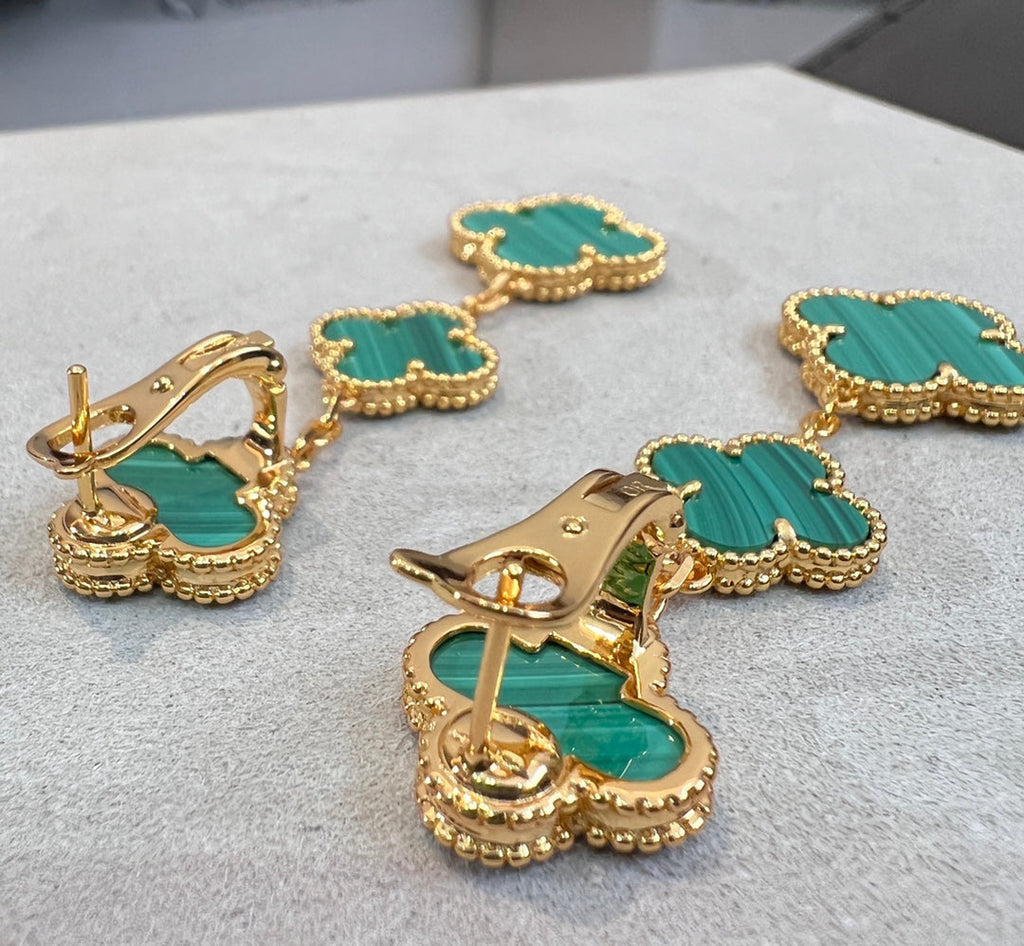 [Lumi Jewels]CLOVER MALACHITE 3 MOTIFS GOLD