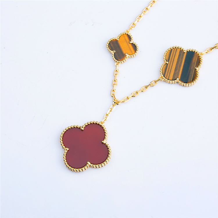 [Lumi Jewels]CLOVER BRACELET 5 MOTIFS CARNELIAN TIGER EYE