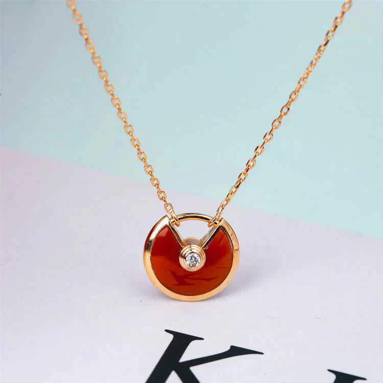 [Lumi Jewels]AMULETTE GOLD CARNELIAN ONYX NECKLACE