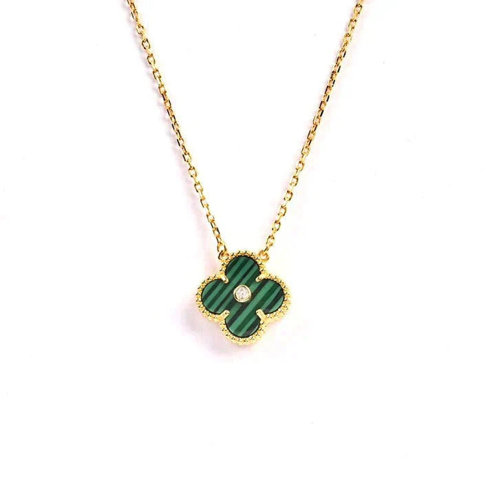 [Lumi Jewels]CLOVER 15MM DIAMOND TURQUOISE NECKLACE