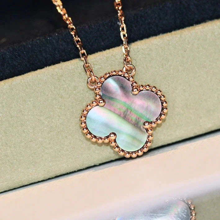 [Lumi Jewels]CLOVER 15MM  GRAY MOTHER OF PEARL NECKLACE