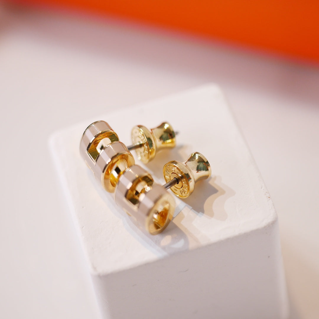[Lumi Jewels]MINI POP H GOLD EARRINGS GREY