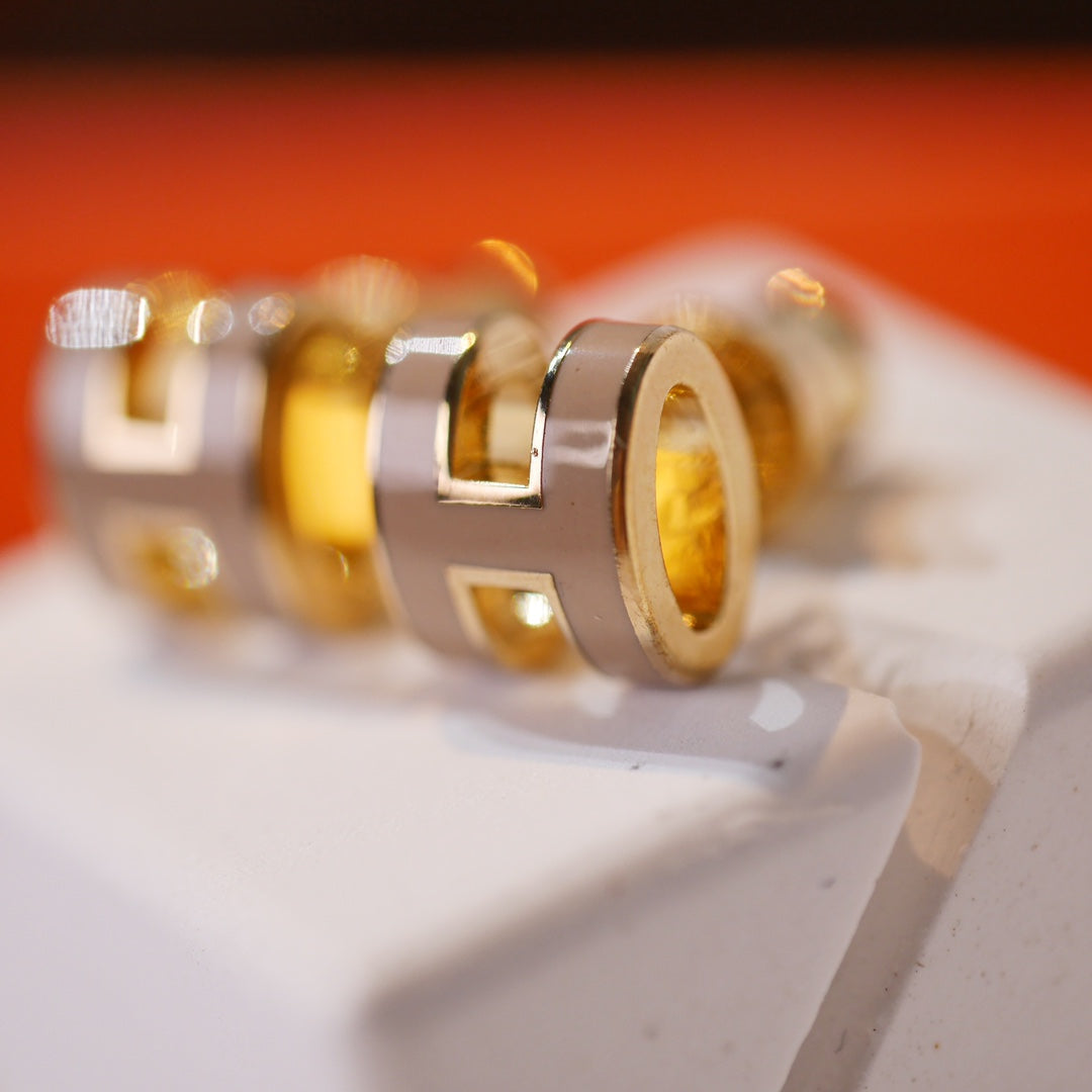 [Lumi Jewels]MINI POP H GOLD EARRINGS GREY