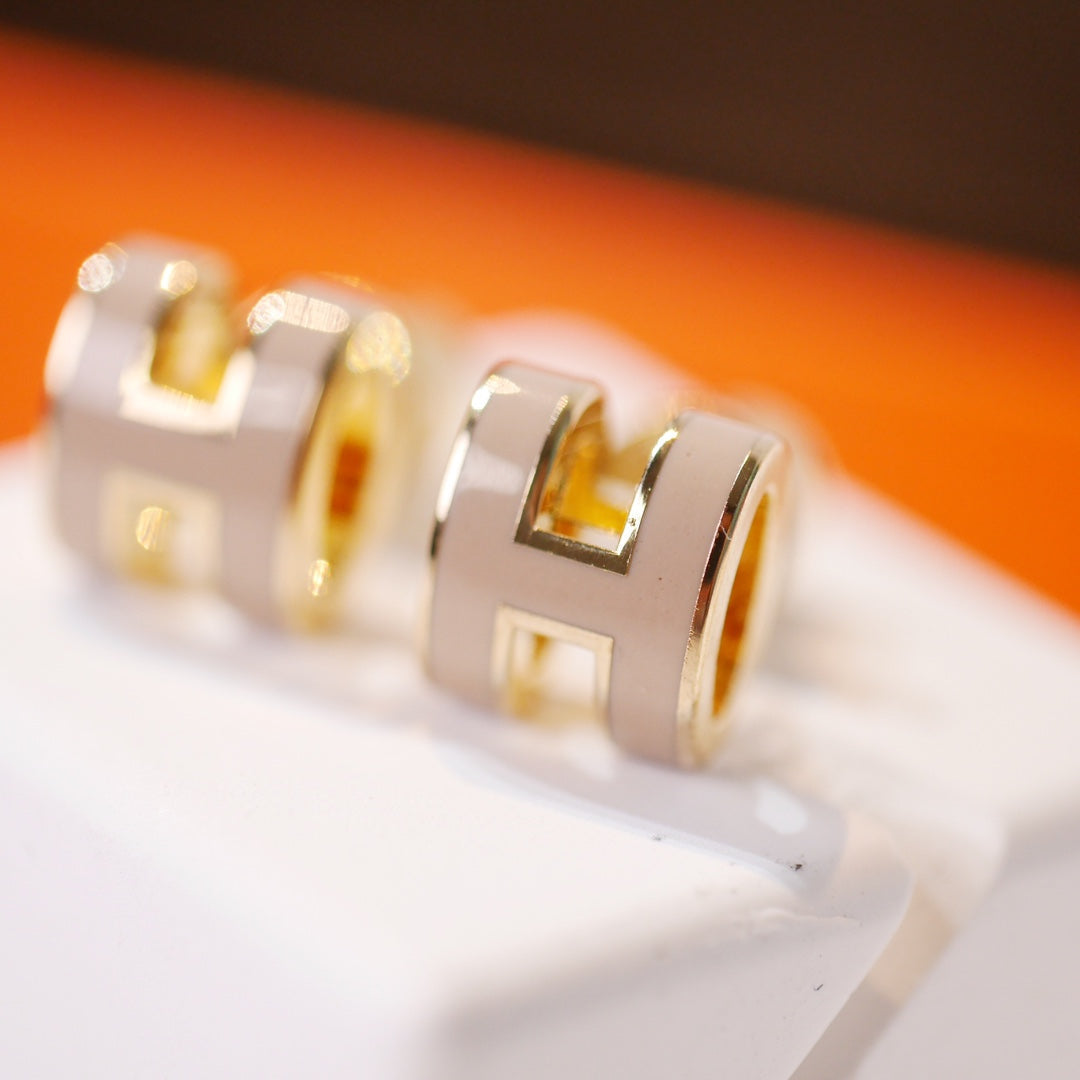 [Lumi Jewels]MINI POP H GOLD EARRINGS GREY