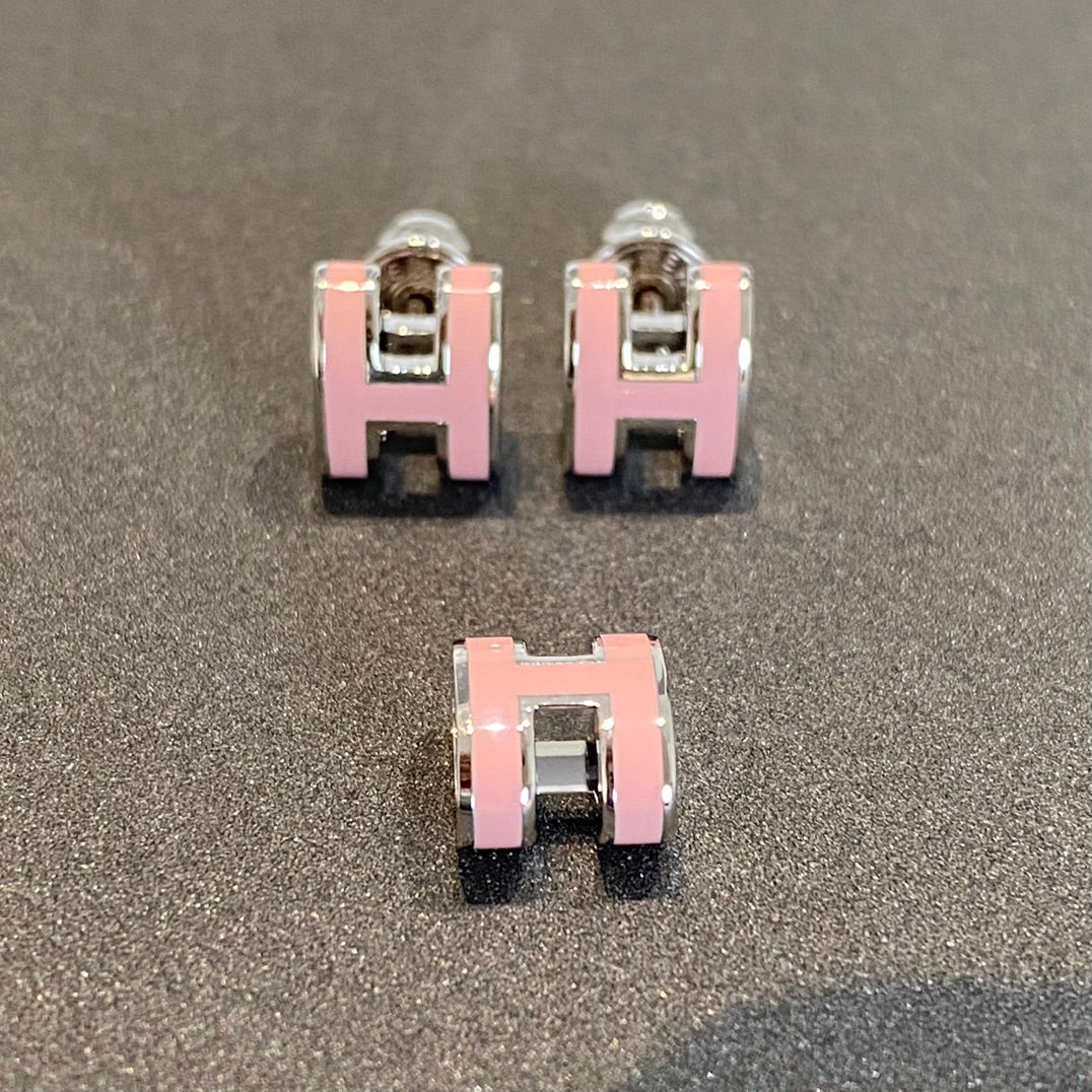[Lumi Jewels]MINI POP H SILVER EARRINGS PINK