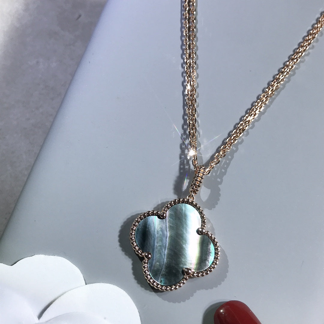 [Lumi Jewels]CLOVER 25MM GOLD DARK MOP BIG CLOVER NECKLACE