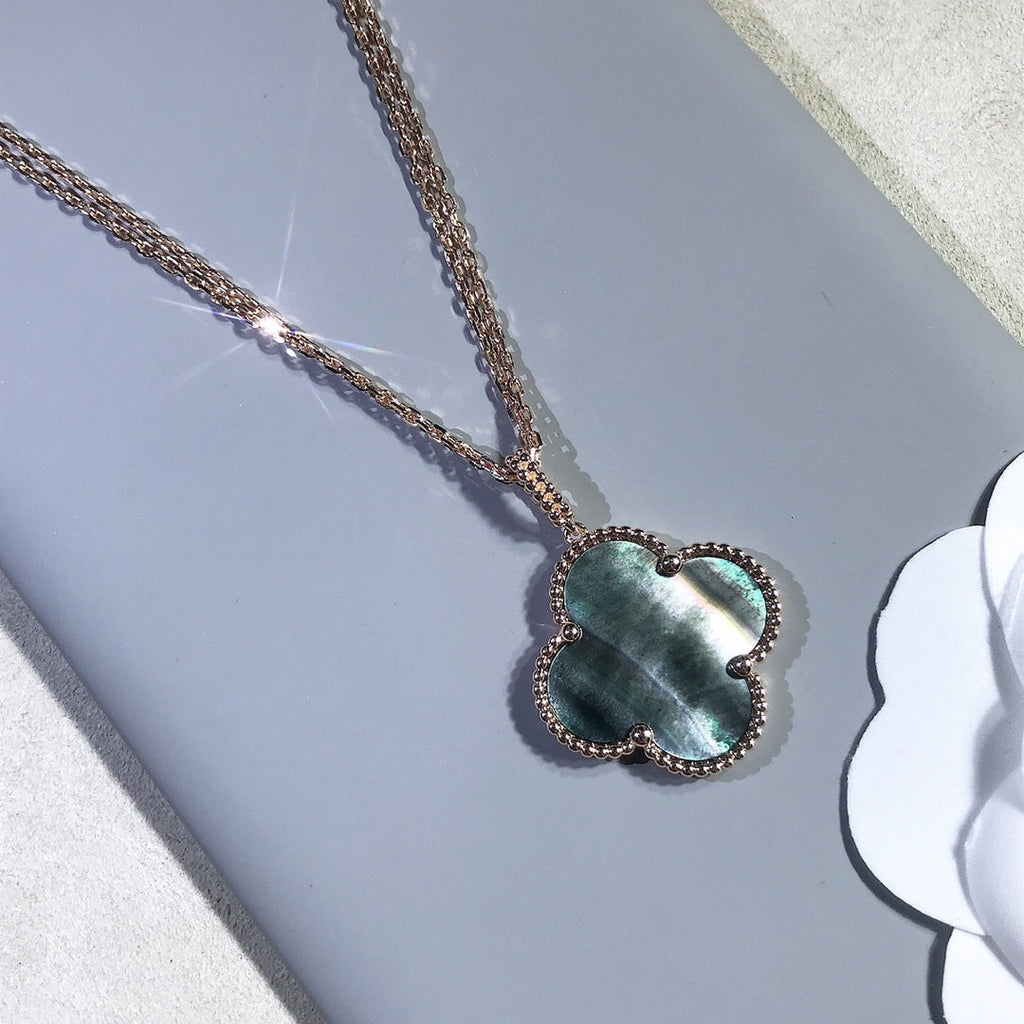 [Lumi Jewels]CLOVER 25MM GOLD DARK MOP BIG CLOVER NECKLACE