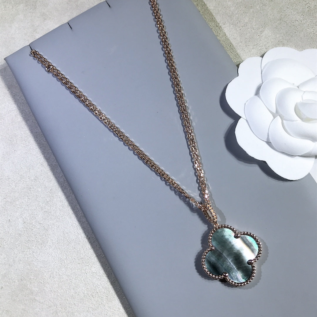 [Lumi Jewels]CLOVER 25MM GOLD DARK MOP BIG CLOVER NECKLACE