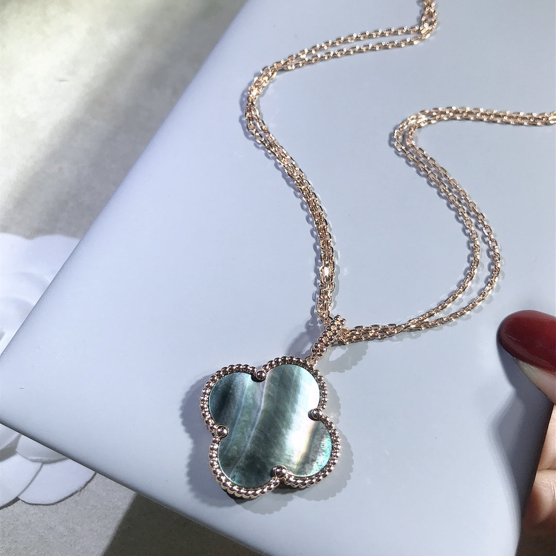 [Lumi Jewels]CLOVER 25MM GOLD DARK MOP BIG CLOVER NECKLACE