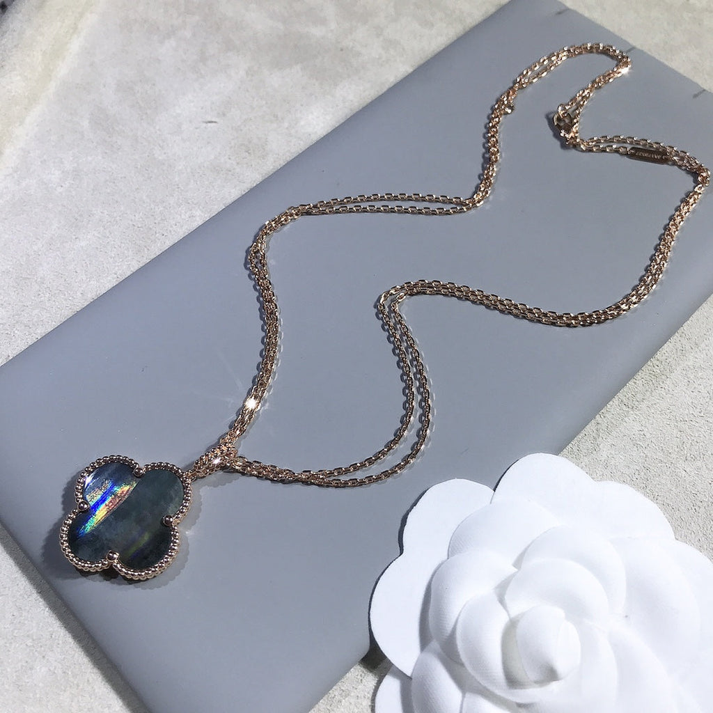 [Lumi Jewels]CLOVER 25MM GOLD DARK MOP BIG CLOVER NECKLACE