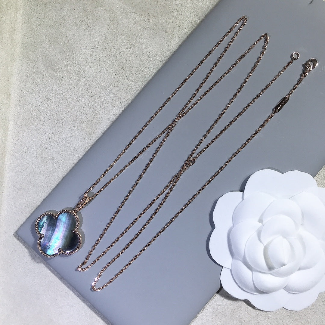 [Lumi Jewels]CLOVER 25MM GOLD DARK MOP BIG CLOVER NECKLACE