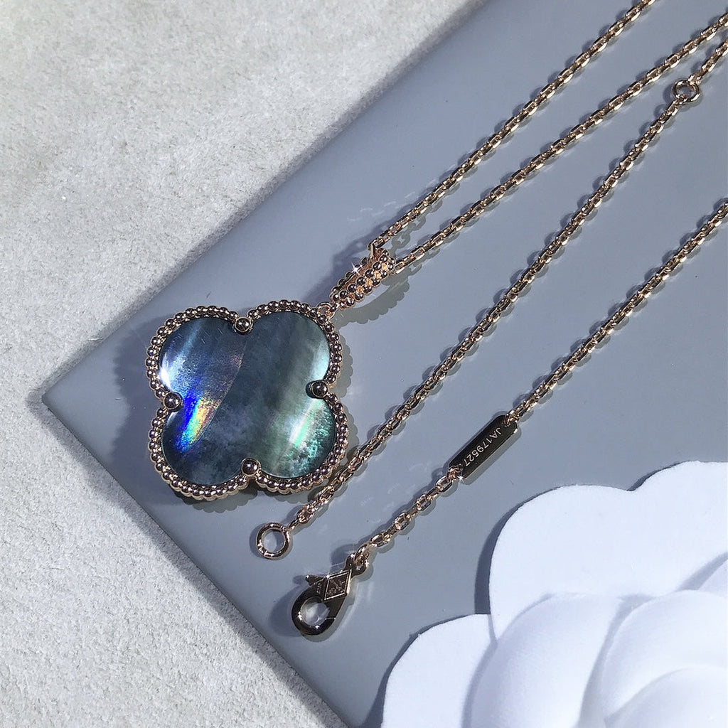 [Lumi Jewels]CLOVER 25MM GOLD DARK MOP BIG CLOVER NECKLACE