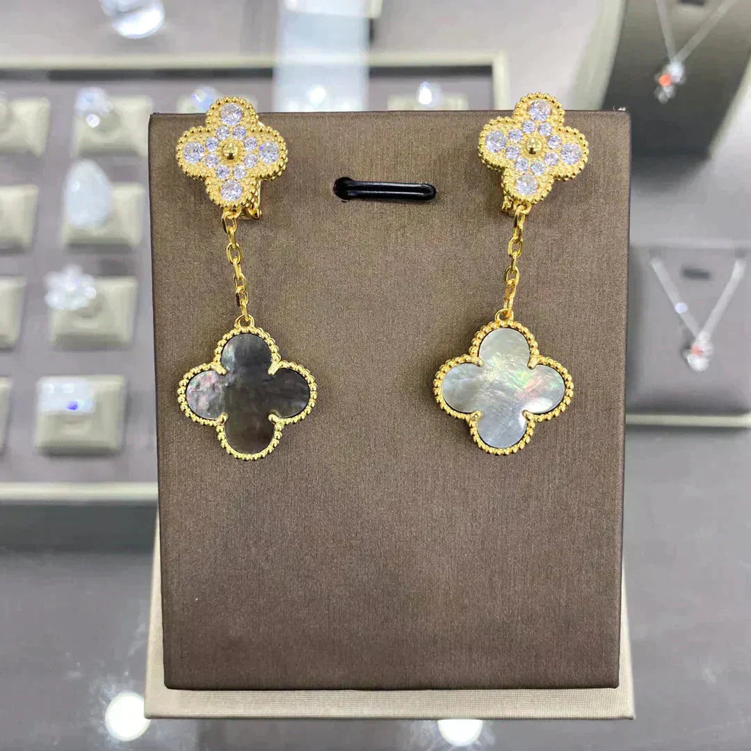 [Lumi Jewels]CLOVER  2 MOTIFS  DIAMOND  EARRINGS (MULTIPLE CHOICESç´