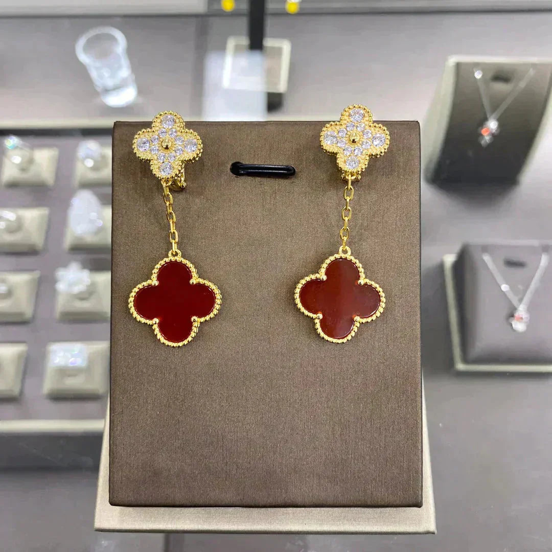 [Lumi Jewels]CLOVER  2 MOTIFS  DIAMOND  EARRINGS (MULTIPLE CHOICESç´