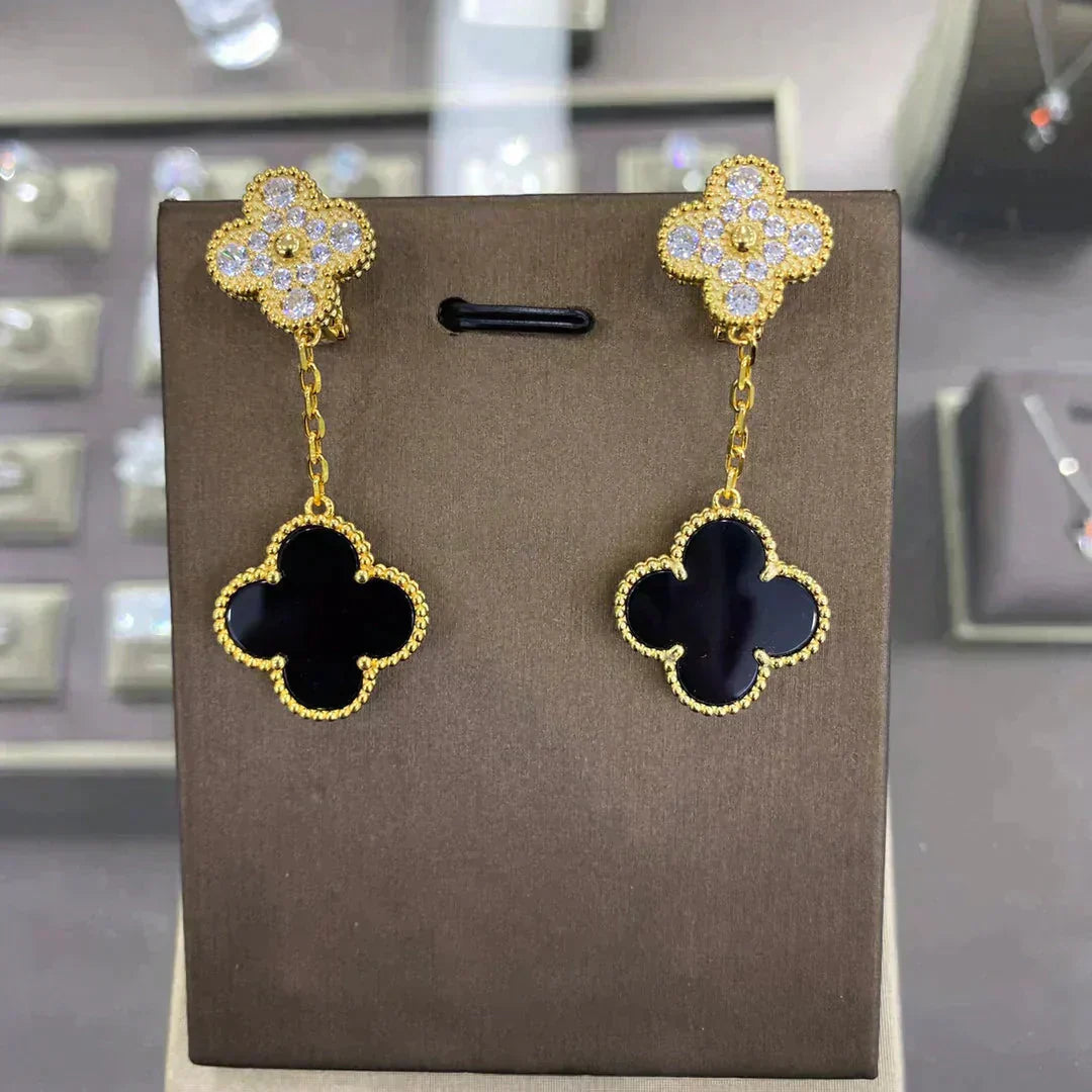 [Lumi Jewels]CLOVER  2 MOTIFS  DIAMOND  EARRINGS (MULTIPLE CHOICESç´