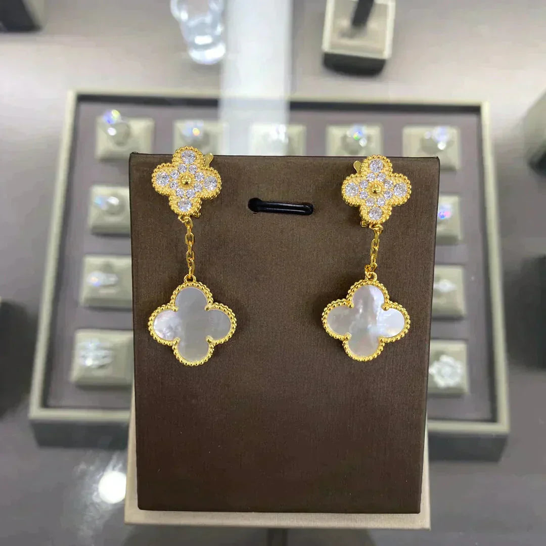 [Lumi Jewels]CLOVER  2 MOTIFS  DIAMOND  EARRINGS (MULTIPLE CHOICESç´