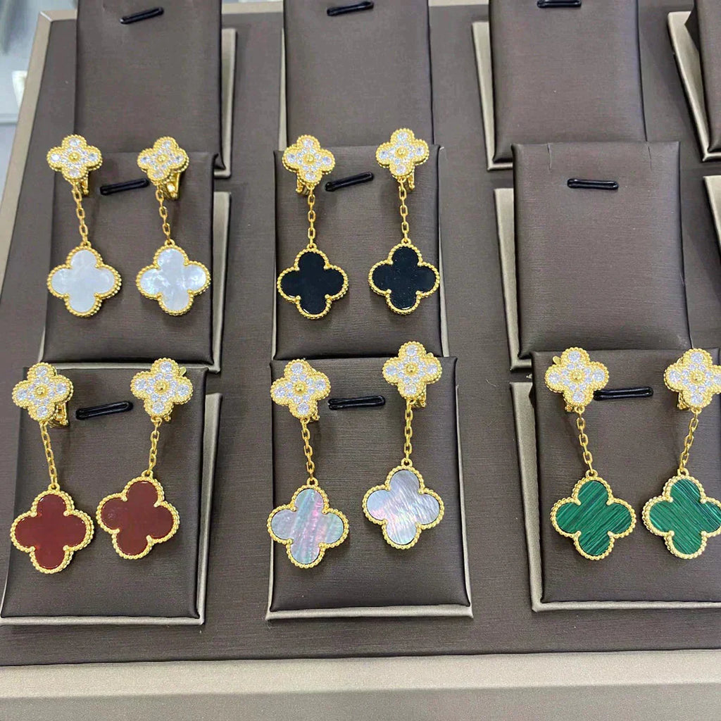 [Lumi Jewels]CLOVER  2 MOTIFS  DIAMOND  EARRINGS (MULTIPLE CHOICESç´